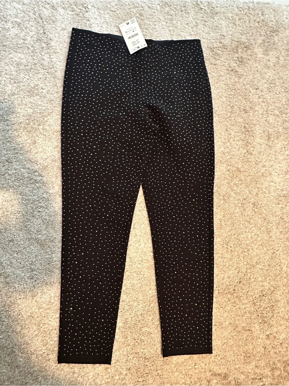 Black Sparkle Leggings with Dot Embellishments